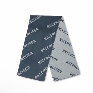 Balenciaga Dual-Tone Logo Scarf in Blue and Light Gray NWT